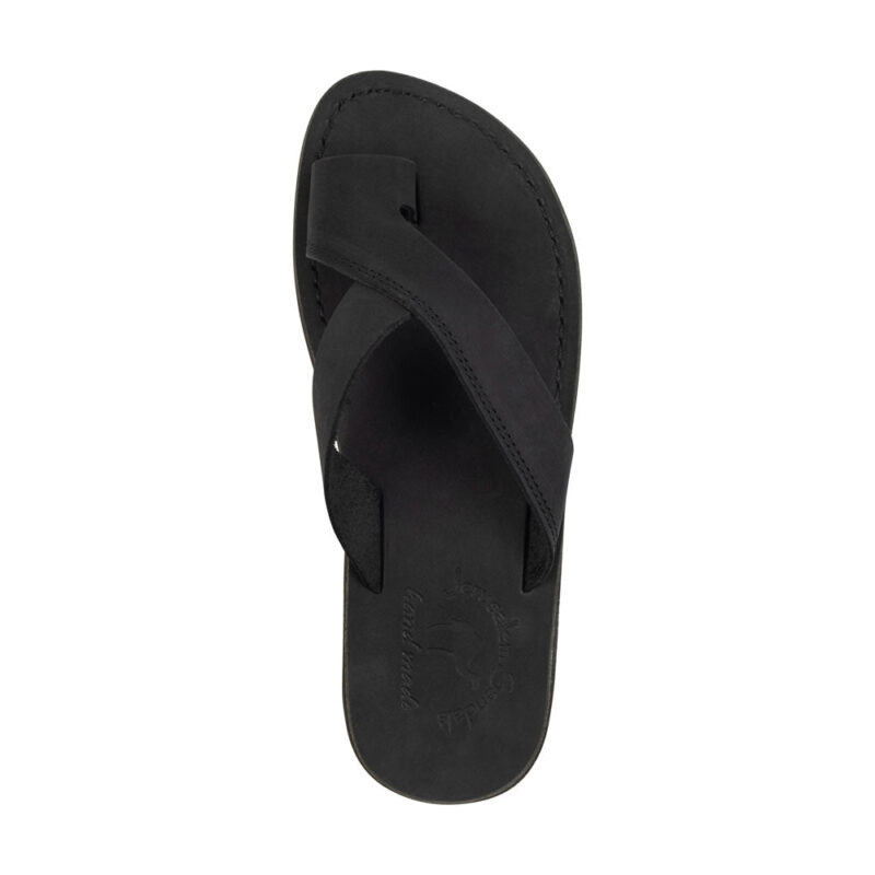 zedelle Black Nubuck Asymmetrical Toe Loop Sandal - Image 3