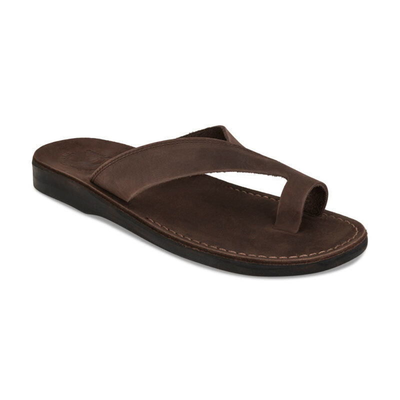 zedelle Brown Nubuck Minimalist Toe Loop Sandal