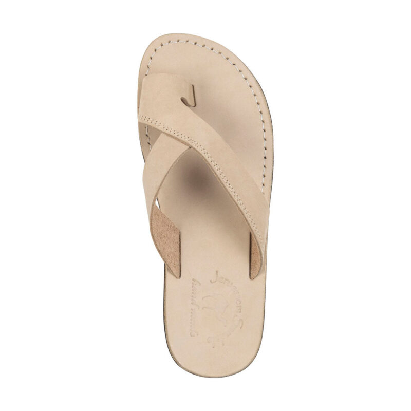 zedelle White Nubuck Asymmetrical Toe Loop Sandal - Image 3