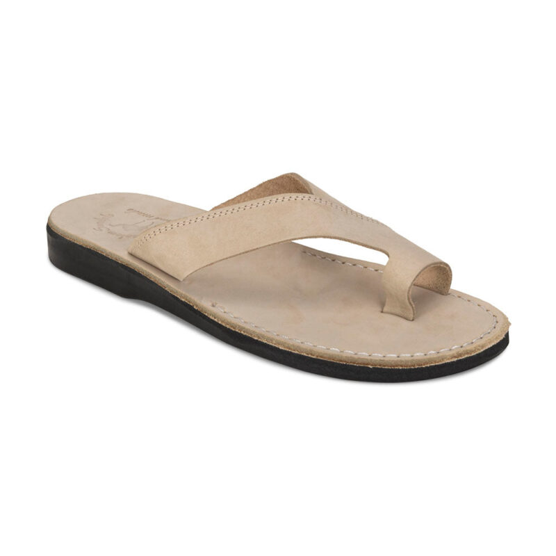 zedelle White Nubuck Minimalist Toe Loop Sandal