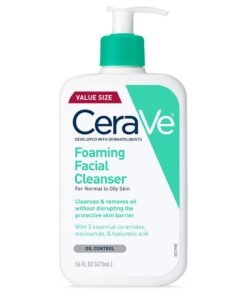 CeraVe Foaming Facial Cleanser, Daily Face Wash for Oily Skin, Hyaluronic Acid + Ceramides + Niacinamide, Fragrance Free & Paraben Free, Non-Drying Oil Control Face Wash, 16 Fluid Ounces