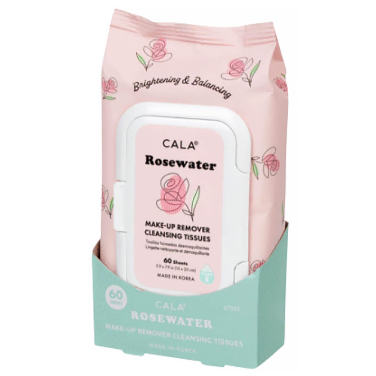 CALA Makeup Remover Cleansing Tissues: RoseWater (60 Sheets) - Gentle, Hydrating, and Effective Makeup Removal for All Skin Types (60ct, RoseWater)