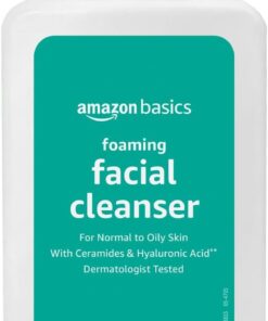 Amazon Basics Foaming Facial Cleanser with Ceramides & Hyaluronic Acid, Fragrance-Free, 12 Fl Oz, Pack of 1