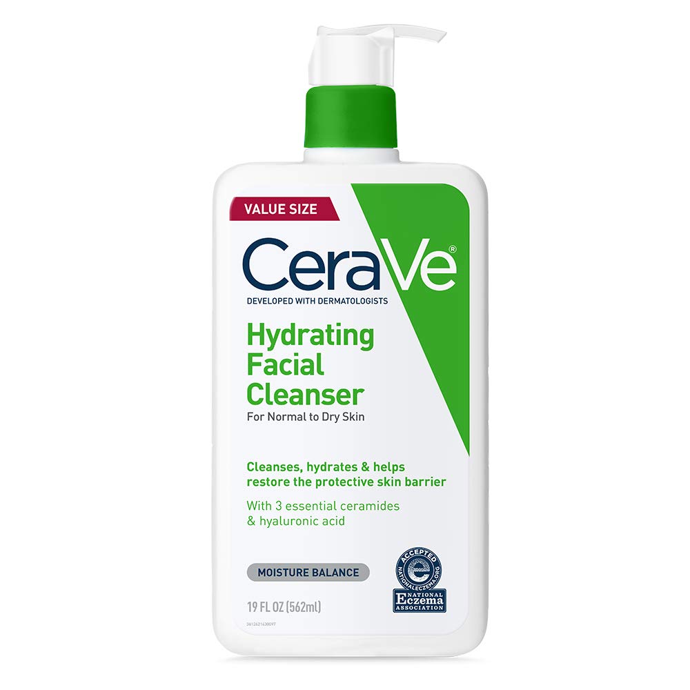 CeraVe Hydrating Facial Cleanser, Moisturizing Face Wash For Dry Skin, Hyaluronic Acid + Ceramides + Glycerin, Hydrating Cleanser For Normal To Dry Skin, National Eczema Association Certified - Image 9