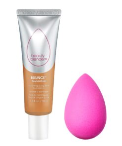 Beautyblender Bounce Liquid Whip Long Wear Foundation (3.70 W/O Tan Honey) & Original Pink Beauty Blender Makeup Sponge Bundle