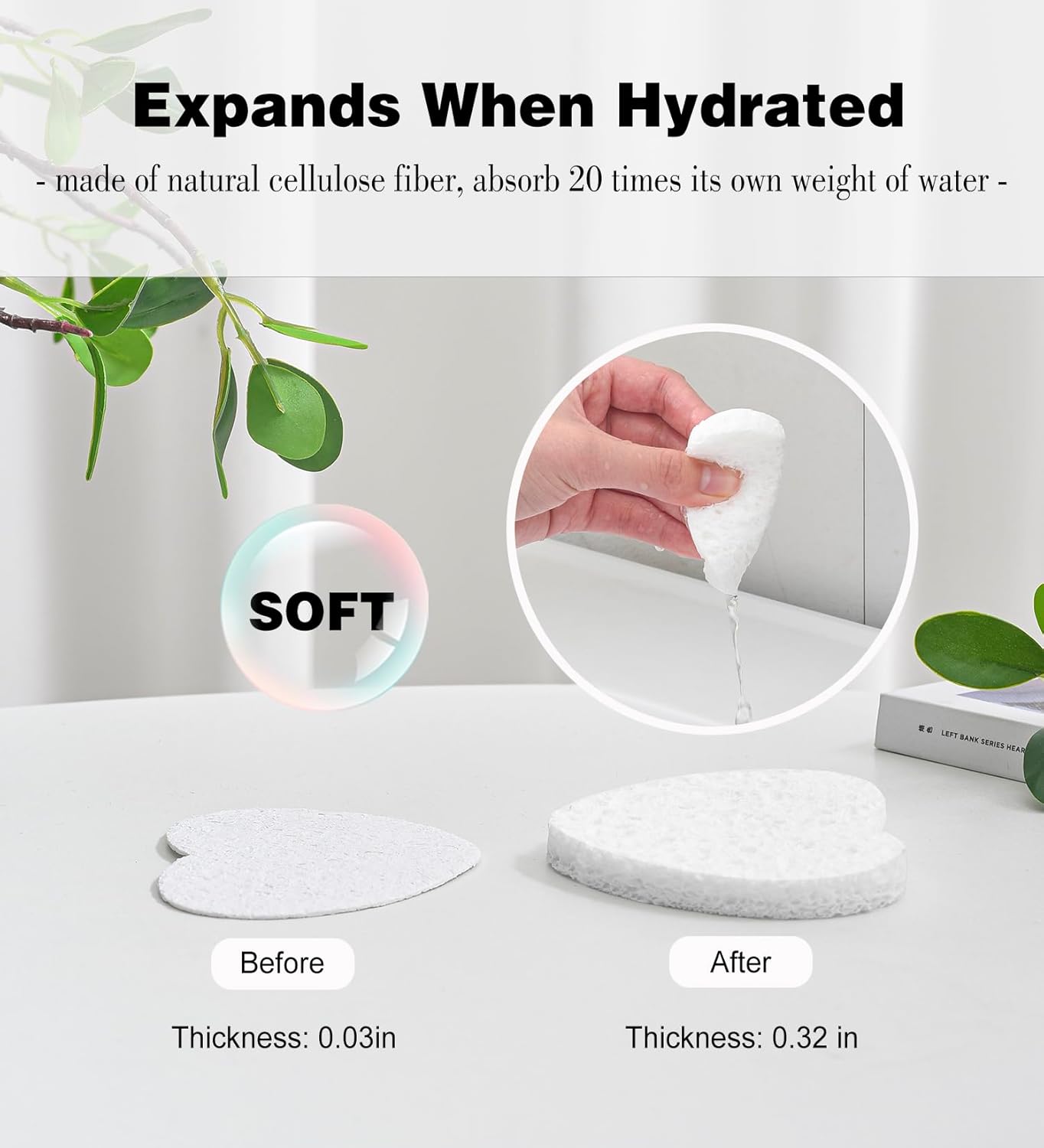 50-Count Compressed Facial Sponges for Estheticians- 100% Natural Cellulose Face Sponge Spa Sponges for Face Cleansing, Massage, Pore Exfoliating, Mask, Makeup Removal (Love-White) - Image 4