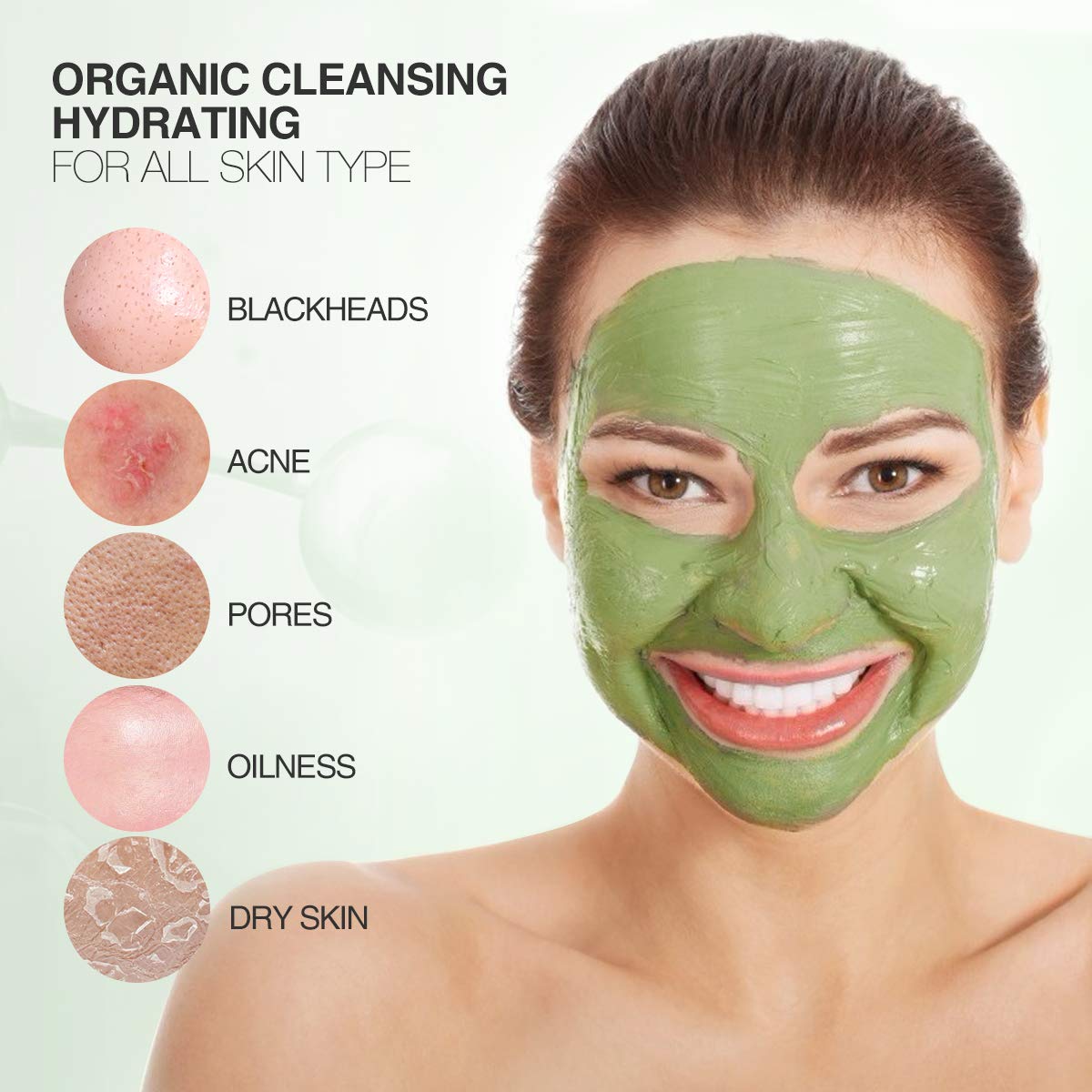 Clay Mask Avocado Dead sea Mud Stick Mask Natural Organic Green Tea Mud Mask Deep Cleansing Blackhead Removal Face Mask Nourishing Hydration Facial Mask With Blackhead Remover Extractor Tools (White) - Image 5