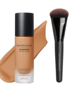 bareMinerals Barepro 24HR Wear Matte Liquid Foundation with Mineral SPF 20 + Luxe Performance Brush Bundle