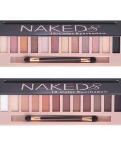 2 Pack Makeup Eyeshadow Palette Kit,12 Colors Nude Matte Smokey Shimmer Glitter Eye Shadow Palette,Blendable Rich Colors,Waterproof Professional Beauty Palette Kit with Double-Ended Makeup Brush