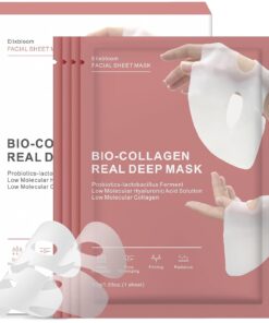 Bio-Collagen Face Mask, Real Deep Collagen Overnight Mask, Hydrating Collagen Face Mask, Facial Sheet Masks for Skincare, Pore Minimizing, Firming, Elasticity Improvement, and Moisturizing.