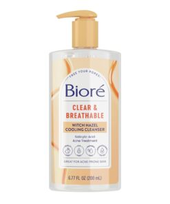 Biore Clear & Breathable Cooling Cleanser with Witch Hazel, Acne Treatment for Face, Face Scrub for Oily Skin, Salicylic Acid Cleanser, 6.77 Oz