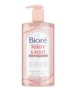 Bioré Rose Quartz + Charcoal Daily Purifying Cleanser, Oil Free Facial Cleanser Energizes Skin, Dermatologist Tested and Cruelty Free, 6.77 oz