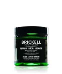 Brickell Men's Purifying Charcoal Face Mask Skin Care Product, Natural and Organic Activated Charcoal Facial Mask With Detoxifying Kaolin Clay, 4 Ounce, Unscented