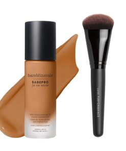 bareMinerals Barepro 24HR Wear Matte Liquid Foundation with Mineral SPF 20 + Luxe Performance Brush Bundle