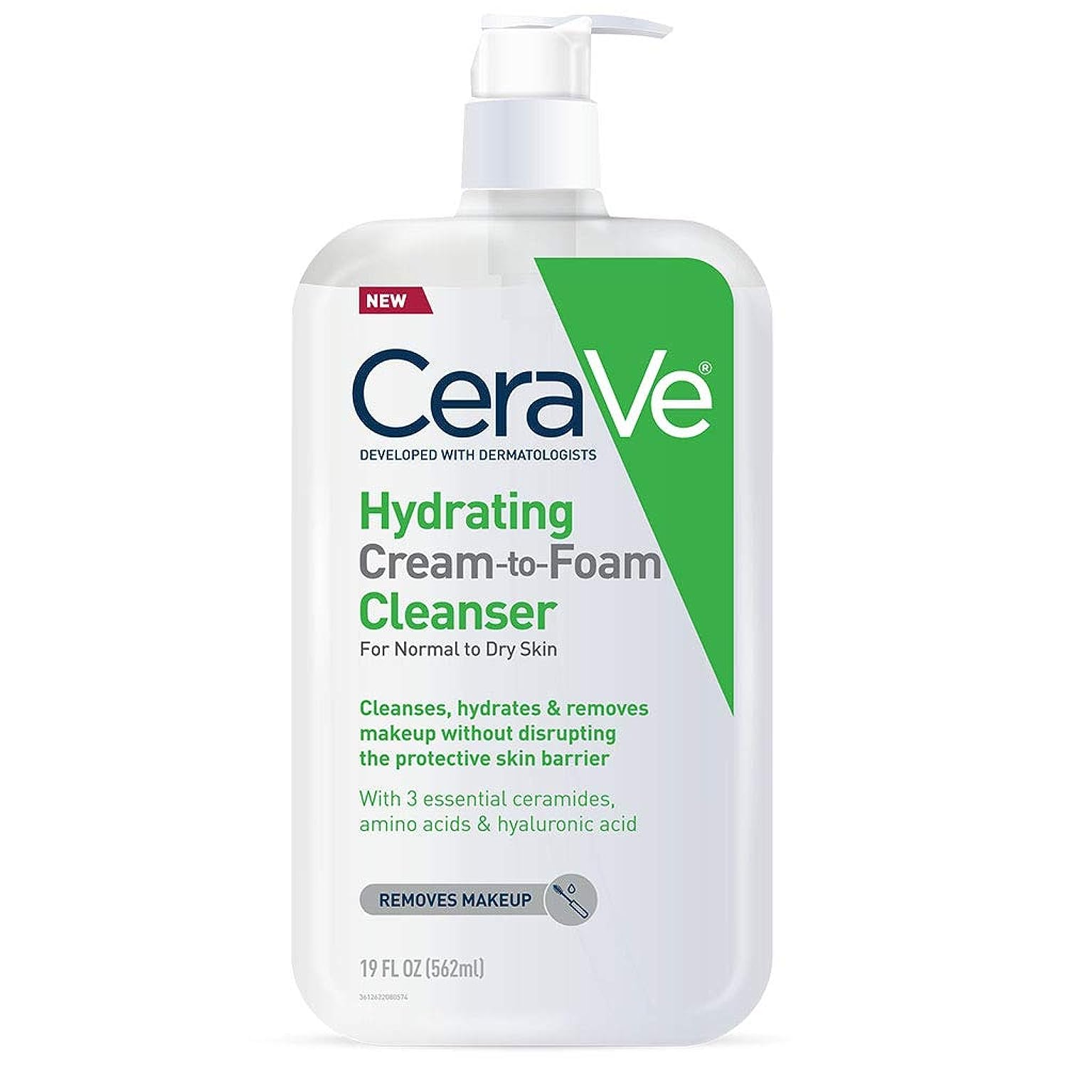 CeraVe Hydrating Cream To Foam Cleanser, Makeup Remover Face Wash For Dry Skin, Foaming Facial Cleanser With Hyaluronic Acid, Normal To Dry Skin, Fragrance Free & Non Comedogenic, 8 Fluid Ounces - Image 8