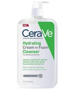 CeraVe Hydrating Cream To Foam Cleanser, Makeup Remover Face Wash For Dry Skin, Foaming Facial Cleanser With Hyaluronic Acid, Normal To Dry Skin, Fragrance Free & Non Comedogenic, 19 Fluid Ounce