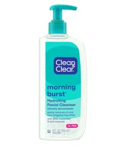 Clean & Clear Morning Burst Oil-Free Hydrating Facial Cleanser with BHA, Cucumber & Aloe Extracts, Face Wash Gently Removes Oil & Pore Clogging Impurities, 8 fl. oz