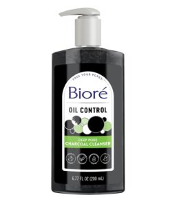 Biore Deep Pore Charcoal Face Wash, Daily Facial Cleanser for Dirt & Makeup Removal, for Oily Skin, 6.77 Oz