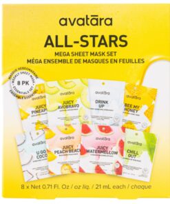 Avatara All-Stars 8-Pack Facial Sheet Mask Variety Pack | Clean K-Beauty Set for Dry, Sensitive, Uneven Skin | Gentle Moisture | Fragrance-Free, Paraben-Free & Cruelty-Free Korean Masks