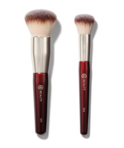 BK BEAUTY - LARGE BUFFER & ROUND FOUNDATION (2PC) - Professional Makeup Brush Set for Liquid or Cream Foundations, Powder & Blush | Premium Face Brushes for Flawless Application