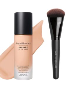 bareMinerals Barepro 24HR Wear Matte Liquid Foundation with Mineral SPF 20 + Luxe Performance Brush Bundle