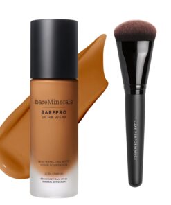 bareMinerals Barepro 24HR Wear Matte Liquid Foundation with Mineral SPF 20 + Luxe Performance Brush Bundle