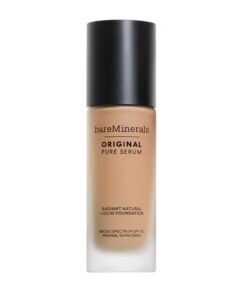 bareMinerals Original Pure Serum Radiant Natural Liquid Foundation Mineral SPF 20, Hydrating Skin Tint, Dewy Finish, Lightweight, Medium Coverage, Non-Comedogenic, Vegan