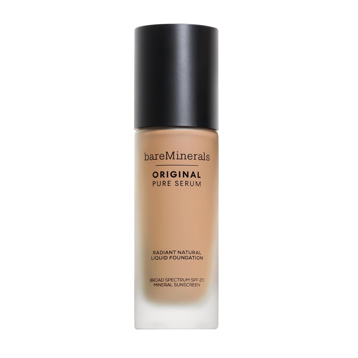 bareMinerals Original Pure Serum Radiant Natural Liquid Foundation Mineral SPF 20, Hydrating Skin Tint, Dewy Finish, Lightweight, Medium Coverage, Non-Comedogenic, Vegan