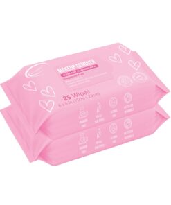 Air Jungles Makeup Remover Wipes 25 Count (Pack of 2), Alcohol-Free & Fragrance-Free, Extra Large Facial Towelettes for Face & Eyes, Removes Waterproof Makeup, Infused with Vitamin E