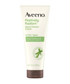 Aveeno Positively Radiant Brightening Face Scrub & Exfoliating Daily Face Wash, Moisture-Rich Soy Extract, Oil-Free, Soap-Free, Hypoallergenic, Non-Comedogenic, Improves Tone & Texture, 7 oz