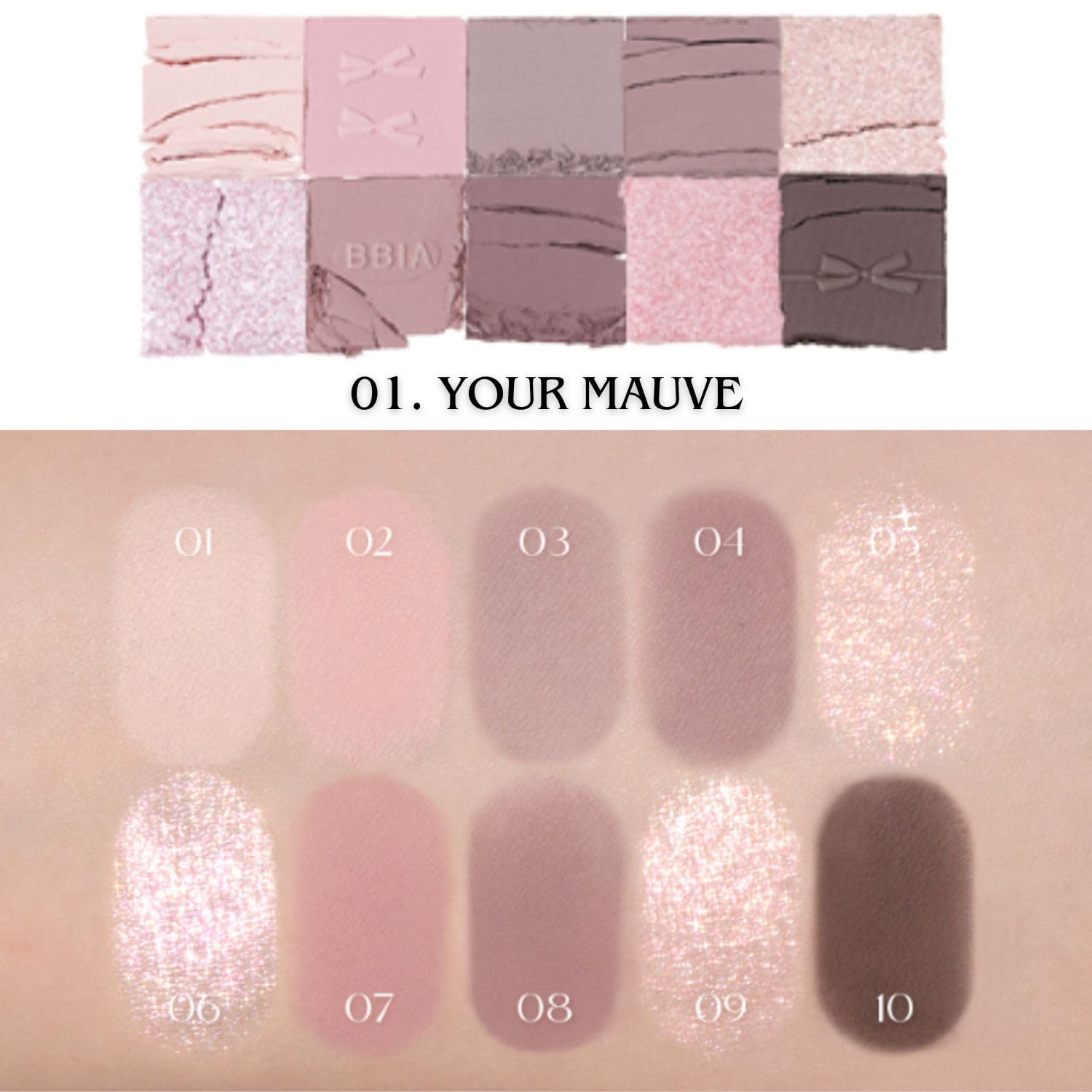 BBIA Essential Eye Palette - Buildable & Blendable Eyeshadow Palette Matte Finish & Gorgeous Shimmer Glitter Pearls Warm Cool Natural Shade Soft Shadow Colors Vegan Korean Makeup (01 YOUR MAUVE) - Image 2