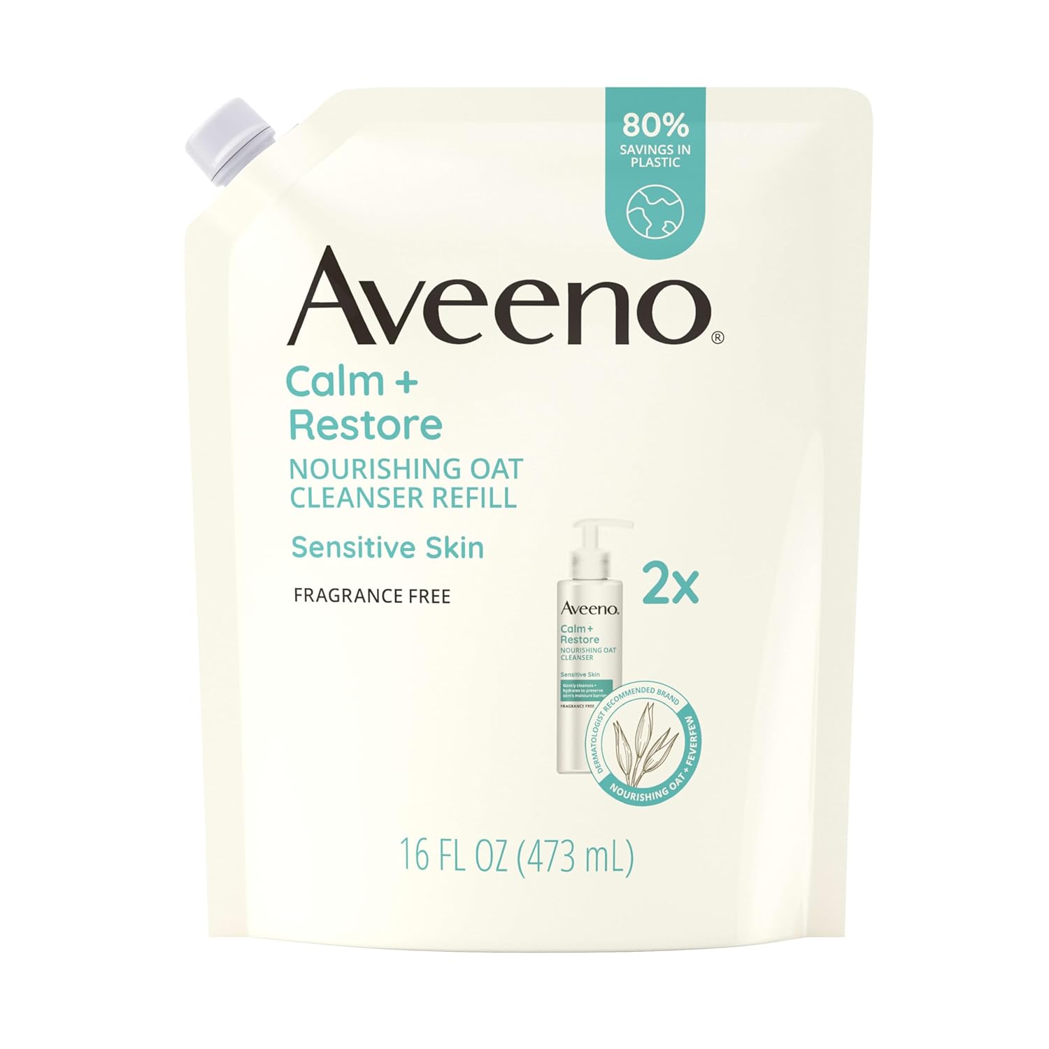 Aveeno Calm + Restore Facial Cleanser for Sensitive Skin, Hydrating Gentle Milky Face Cleanser with Nourishing Oat and Feverfew, Hypoallergenic Formula, Fragrance Free, 7.8 fl oz - Image 8