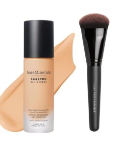 bareMinerals Barepro 24HR Wear Matte Liquid Foundation with Mineral SPF 20 + Luxe Performance Brush Bundle
