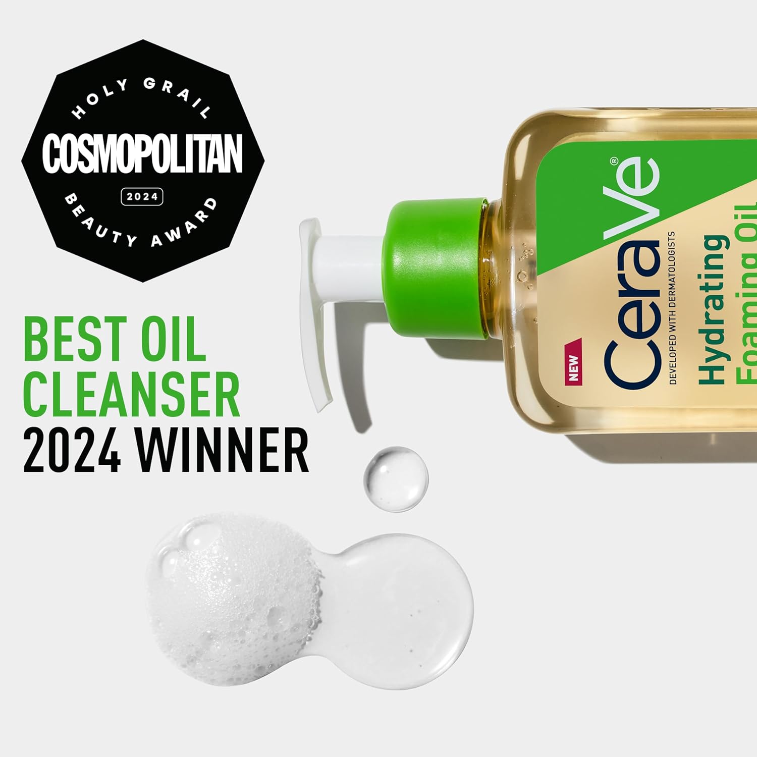 CeraVe Hydrating Foaming Oil Cleanser, Moisturizing Cleanser for Face & Body, Squalane Oil + Hyaluronic Acid + Ceramides, For Dry to Very Dry Skin, Fragrance Free & Residue Free, 8 FL Oz - Image 2