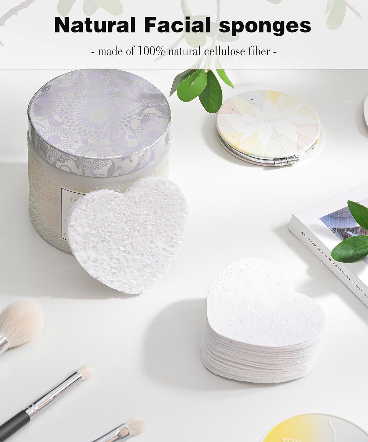 50-Count Compressed Facial Sponges for Estheticians- 100% Natural Cellulose Face Sponge Spa Sponges for Face Cleansing, Massage, Pore Exfoliating, Mask, Makeup Removal (Love-White) - Image 5