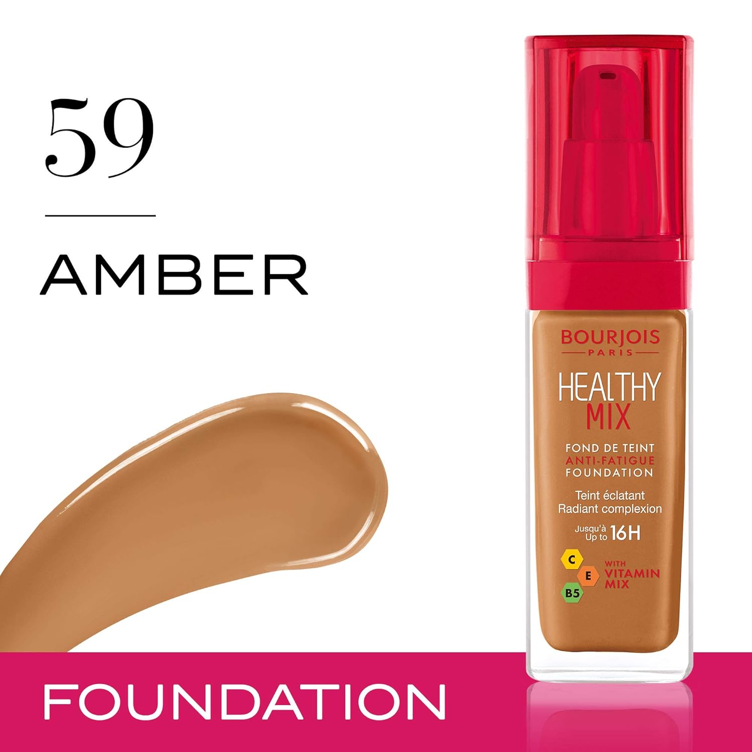 Bourjois Healthy Mix Anti-Fatigue Medium coverage Liquid Foundation 59 Amber, 30ml - Image 2