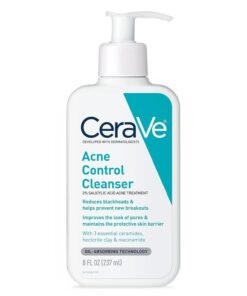 CeraVe Acne Treatment Face Wash, Salicylic Acid Cleanser with Purifying Clay, Niacinamide, and Ceramides, Pore Control and Blackhead Remover, 8 Ounce