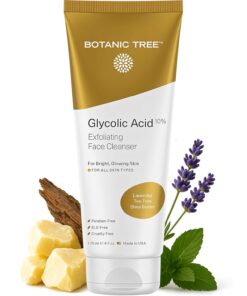 Botanic Tree Glycolic Acid Face Wash - Facial Cleanser and Scrub - 10% Glycolic Acid, AHA - Salicylic Cleanser - 6 fl. oz