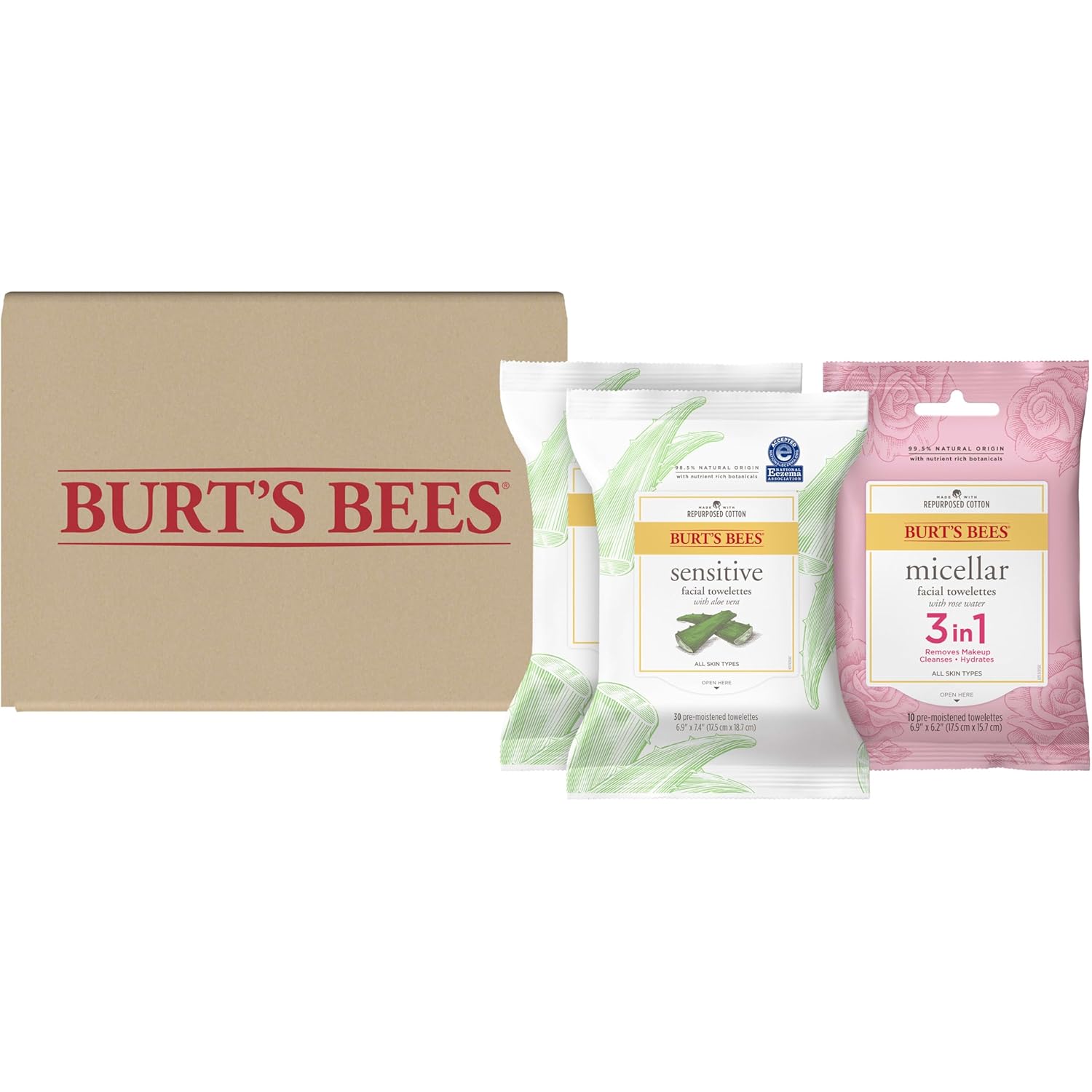 Burt's Bees Stocking Stuffers, Rose Water Face Wipes, for All Skin Types, Hydrating Micellar Makeup Remover & Facial Cleansing Towelettes, Skin Care Christmas Gifts, 30 Ct (3-Pack) - Image 10