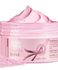 ANAI RUI Rose Facial Mask, Deep Cleansing, Clay Mask with Kaolin Pink Clay, Gifts for Women, Niacinamide, Collagen, Hyaluronic Acid for Moisturizing & Smooth Skin, Pores Minimizers, 4.23 Oz
