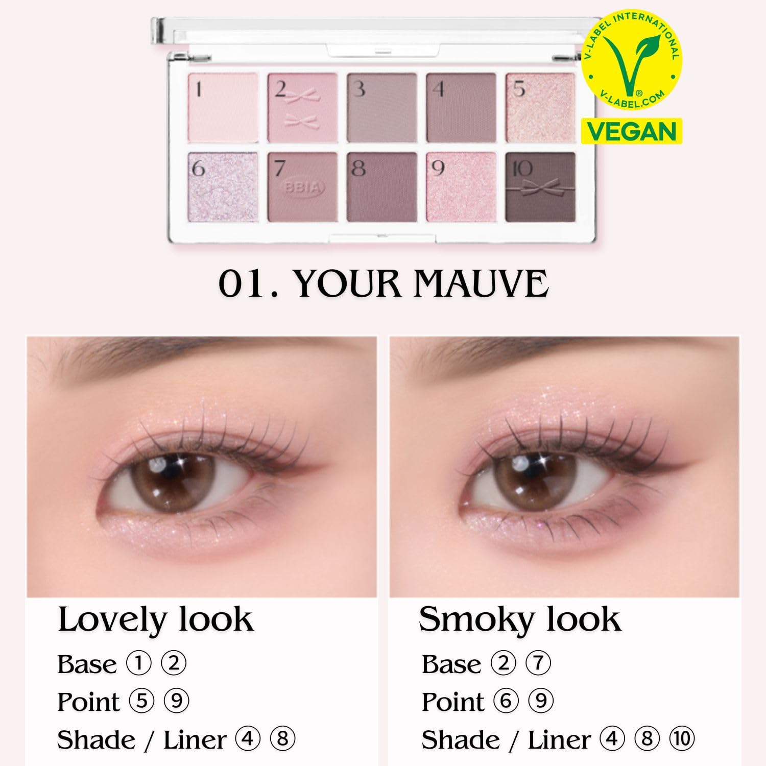 BBIA Essential Eye Palette - Buildable & Blendable Eyeshadow Palette Matte Finish & Gorgeous Shimmer Glitter Pearls Warm Cool Natural Shade Soft Shadow Colors Vegan Korean Makeup (01 YOUR MAUVE) - Image 4