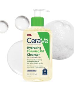 CeraVe Hydrating Foaming Oil Cleanser, Moisturizing Cleanser for Face & Body, Squalane Oil + Hyaluronic Acid + Ceramides, For Dry to Very Dry Skin, Fragrance Free & Residue Free, 8 FL Oz