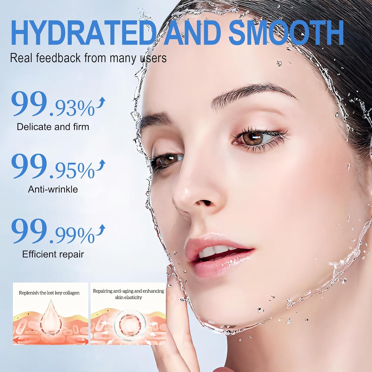 5 Packs Collagen Facial Mask, Deep Skincare Hydrating Face Masks, Beauty Skin Facial Masks, Moisturize Care Sheet Mask, Brighten skin tone, for All Skin Types - Image 2