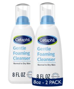 Cetaphil Oil Free Gentle Foaming Cleanser For Dry to Normal, Sensitive Skin, 8oz Pack of 2, Made with Glycerin and Vitamins B5 and E, Dermatologist Tested, Hypoallergenic, Soap and Fragrance Free