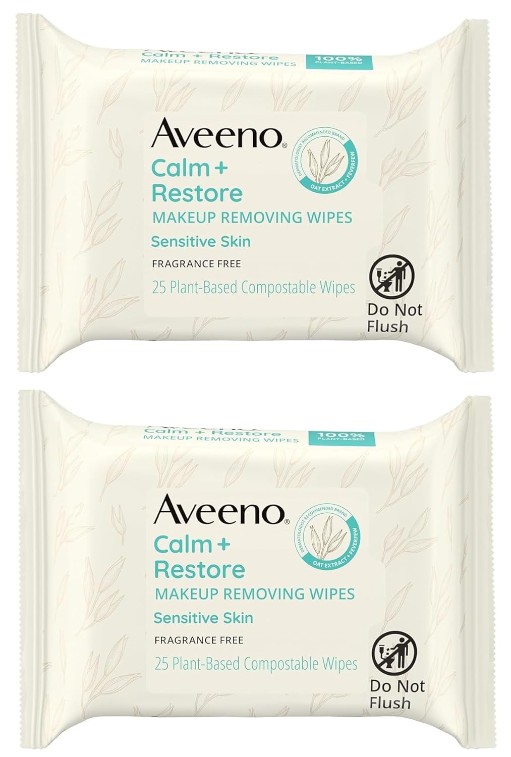 Aveeno Calm + Restore Unscented Makeup Remover Face Wipes, Fragrance Free Facial Cleansing Towelettes with Oat Extract & Calming Feverfew Leave Skin Feeling Soothed, Alcohol Free, 25 ct - Image 7