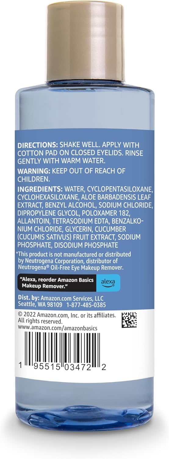 Amazon Basics Eye Makeup Remover, Removes Waterproof Mascara, Dermatologist Tested, Fragrance Free, 5.5 Fl Oz (Pack of 1) - Image 3
