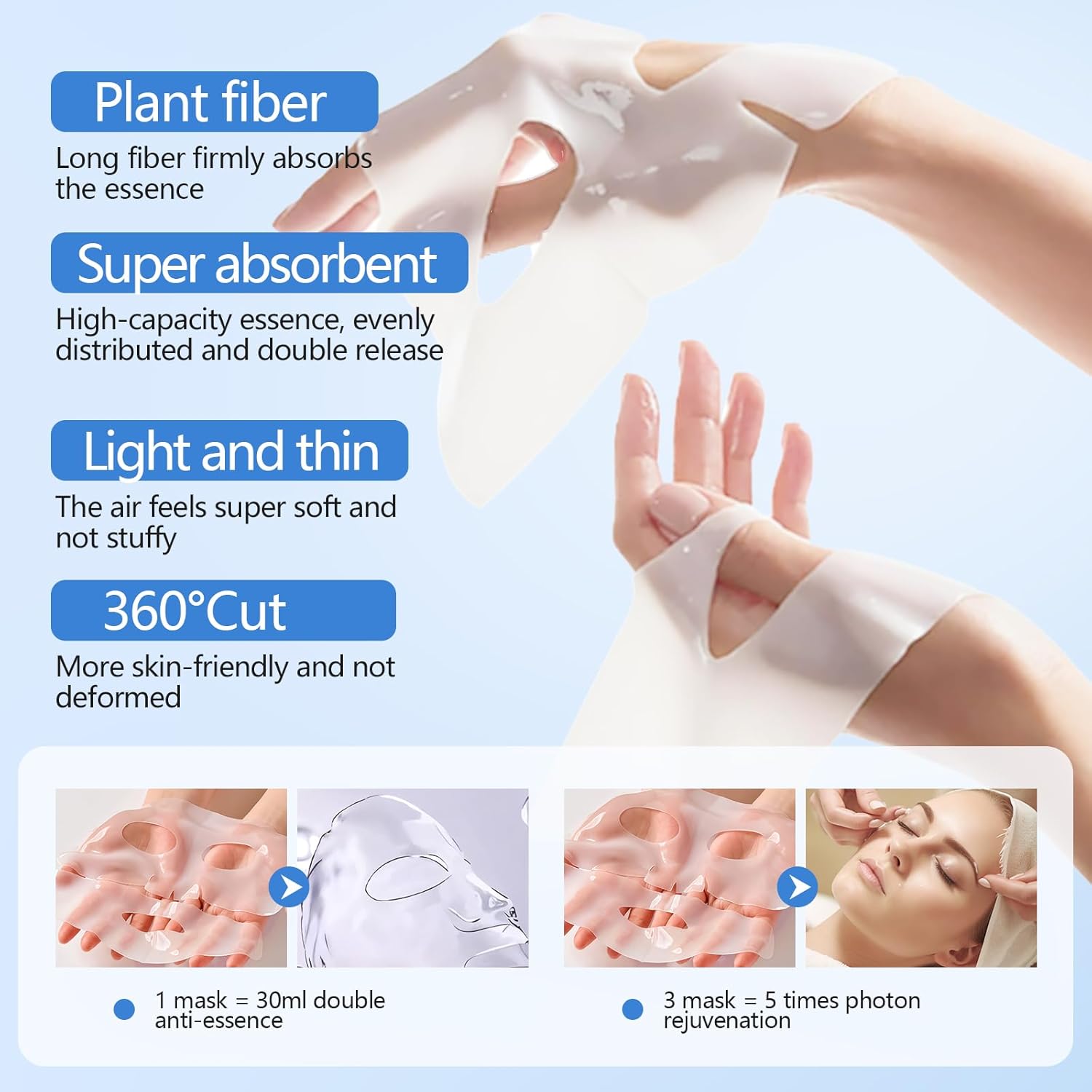 5 Packs Collagen Facial Mask, Deep Skincare Hydrating Face Masks, Beauty Skin Facial Masks, Moisturize Care Sheet Mask, Brighten skin tone, for All Skin Types - Image 4