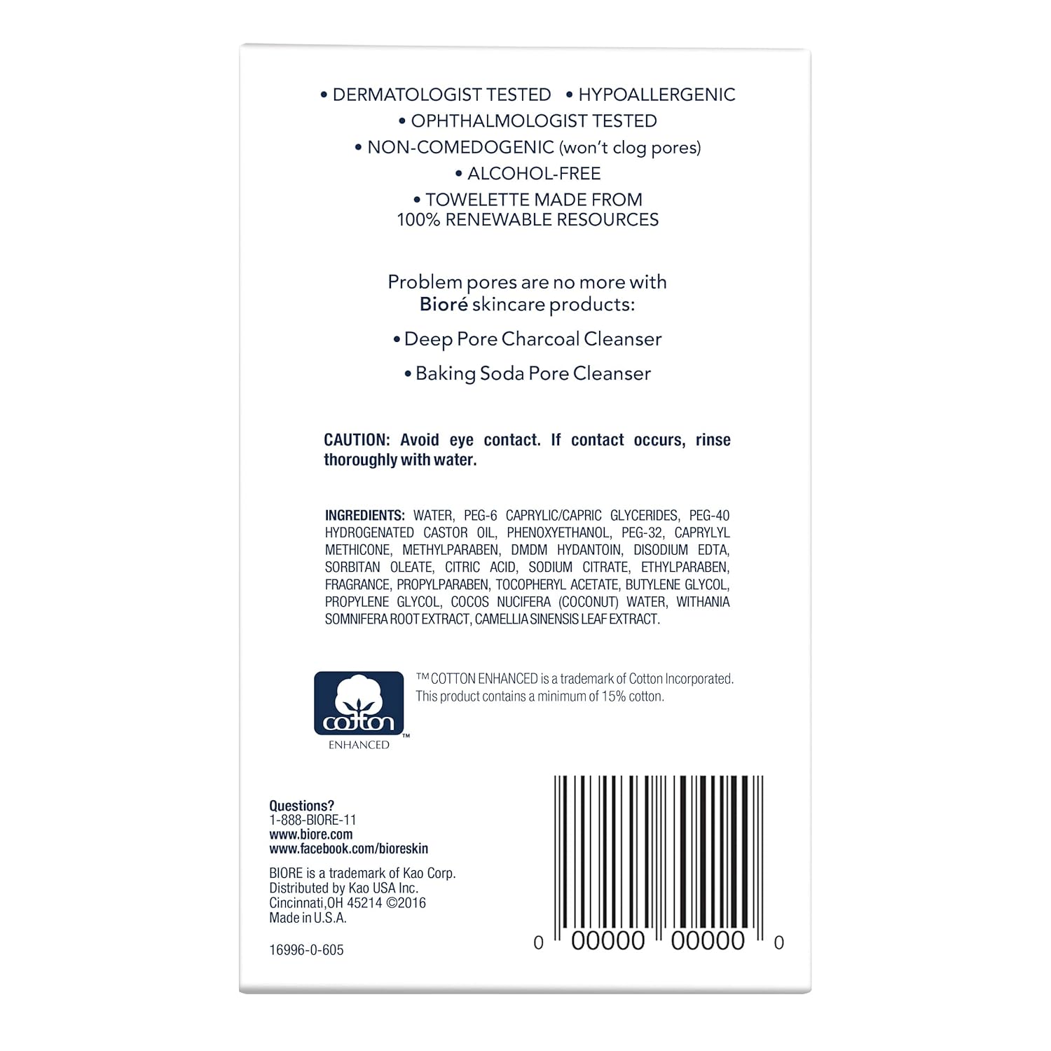 Bioré Daily Make Up Removing Cloths, Facial Cleansing Wipes with Dirt-grabbing Fibers for Deep Pore Cleansing without Oily Residue, 60 Count - Image 6