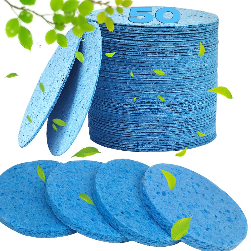 50-Count Compressed Facial Sponges for Estheticians- 100% Natural Cellulose Face Sponge Spa Sponges for Face Cleansing, Massage, Pore Exfoliating, Mask, Makeup Removal (Love-White) - Image 7