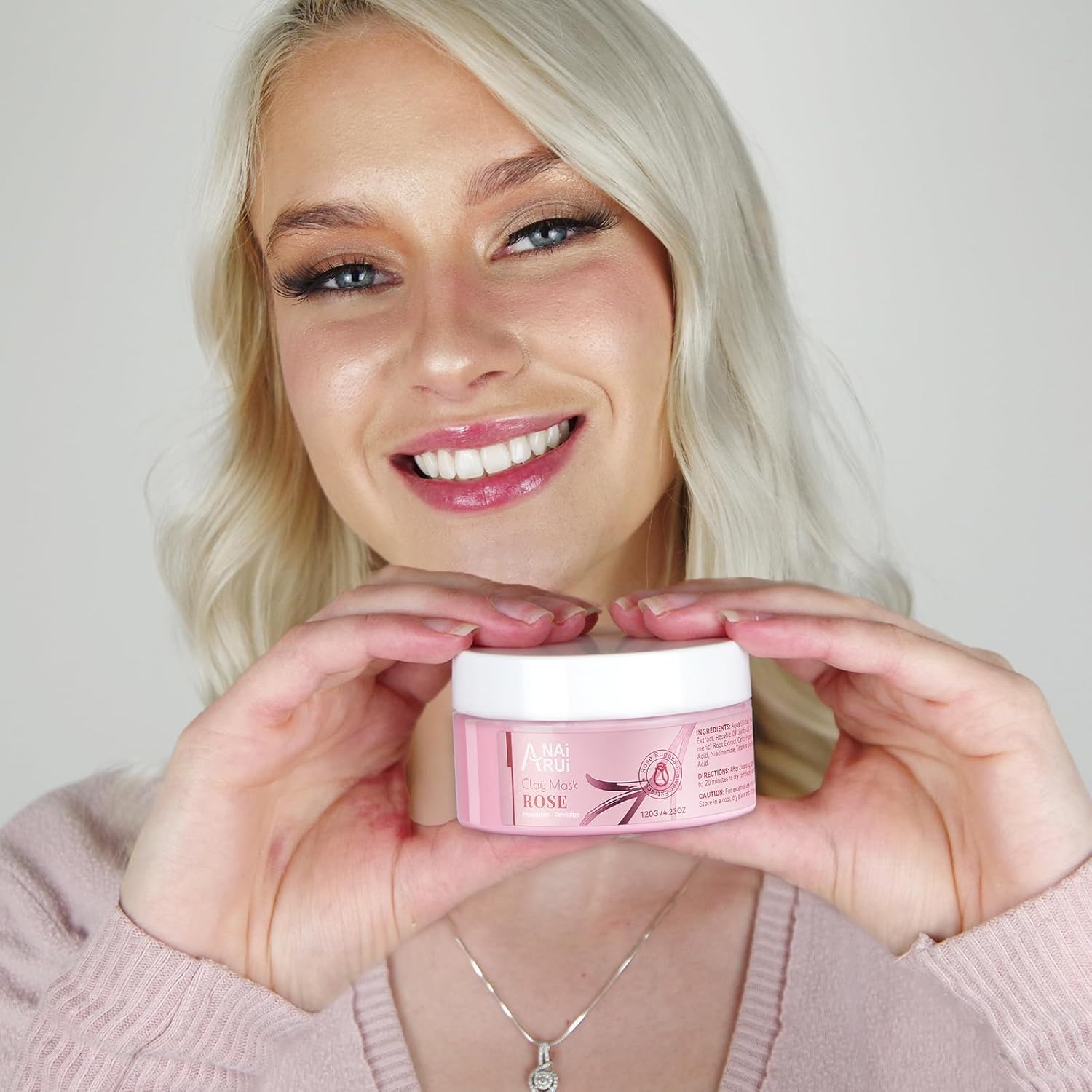 ANAI RUI Rose Facial Mask, Deep Cleansing, Clay Mask with Kaolin Pink Clay, Gifts for Women, Niacinamide, Collagen, Hyaluronic Acid for Moisturizing & Smooth Skin, Pores Minimizers, 4.23 Oz - Image 5